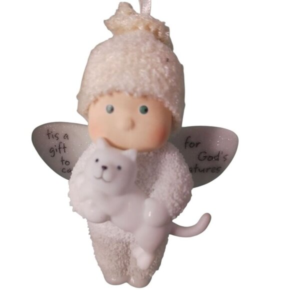 Department 56 Tis A Gift to care Of God's Snow Angel Ornament Holding Cat - Picture 4 of 4